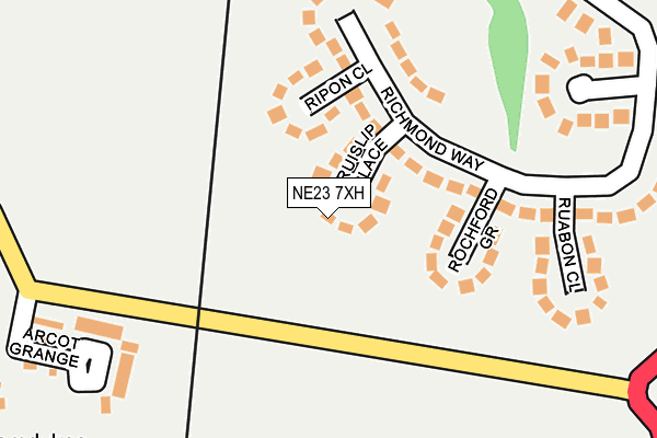 NE23 7XH map - OS OpenMap – Local (Ordnance Survey)