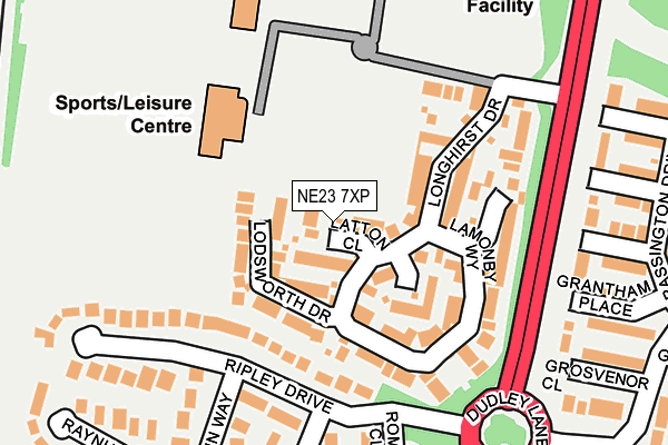 NE23 7XP map - OS OpenMap – Local (Ordnance Survey)