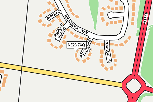 NE23 7XQ map - OS OpenMap – Local (Ordnance Survey)