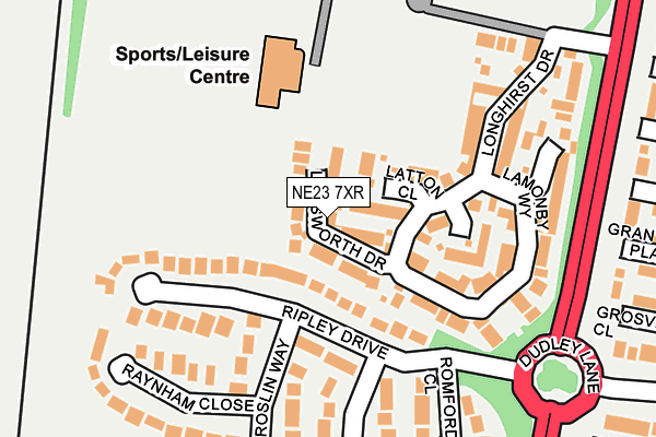 NE23 7XR map - OS OpenMap – Local (Ordnance Survey)