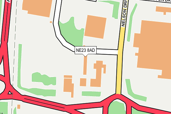 NE23 8AD map - OS OpenMap – Local (Ordnance Survey)