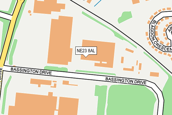 NE23 8AL map - OS OpenMap – Local (Ordnance Survey)