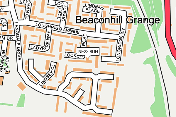 NE23 8DH map - OS OpenMap – Local (Ordnance Survey)