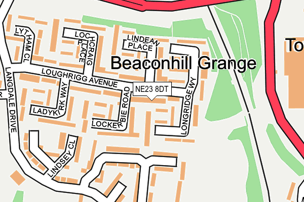 NE23 8DT map - OS OpenMap – Local (Ordnance Survey)