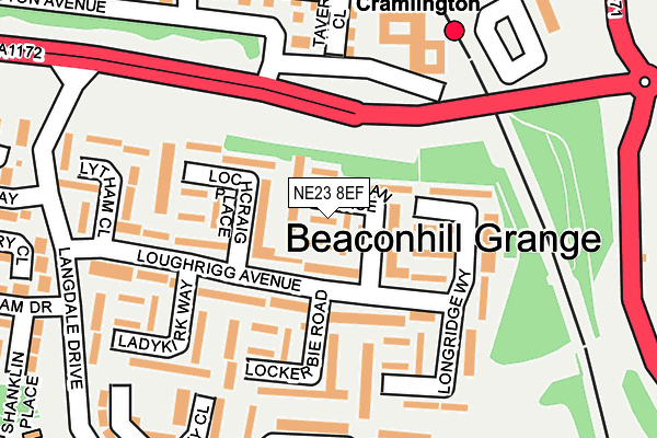 NE23 8EF map - OS OpenMap – Local (Ordnance Survey)