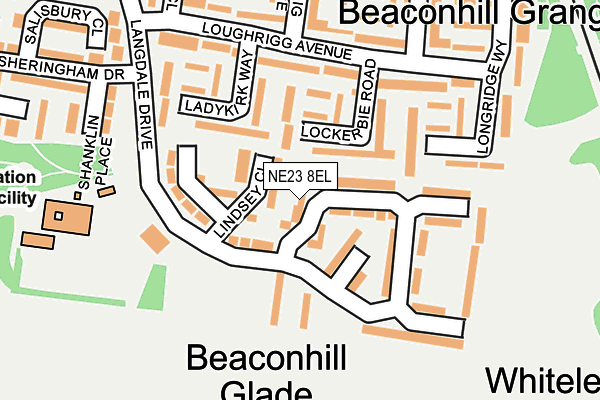 NE23 8EL map - OS OpenMap – Local (Ordnance Survey)