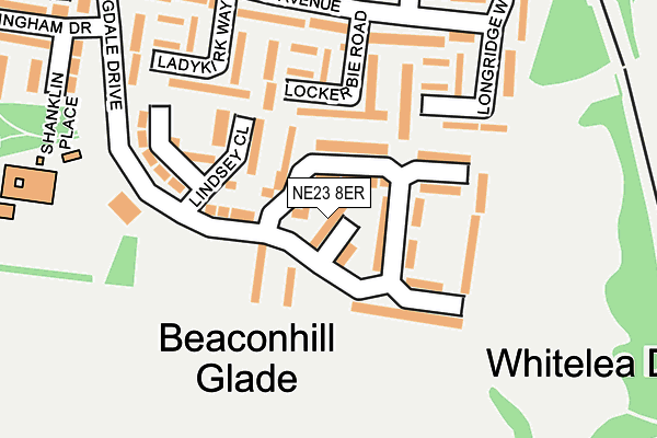 NE23 8ER map - OS OpenMap – Local (Ordnance Survey)