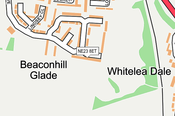 NE23 8ET map - OS OpenMap – Local (Ordnance Survey)