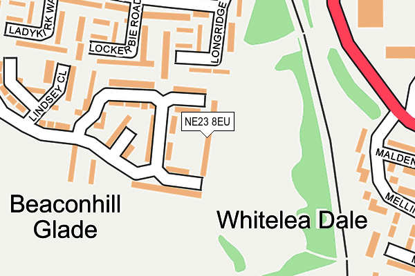 NE23 8EU map - OS OpenMap – Local (Ordnance Survey)