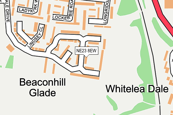 NE23 8EW map - OS OpenMap – Local (Ordnance Survey)
