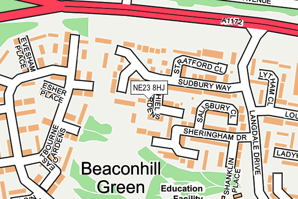 NE23 8HJ map - OS OpenMap – Local (Ordnance Survey)