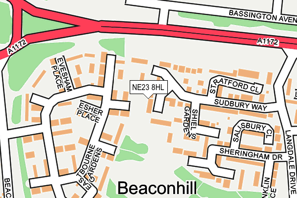 NE23 8HL map - OS OpenMap – Local (Ordnance Survey)