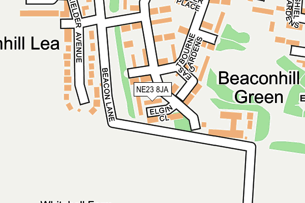 NE23 8JA map - OS OpenMap – Local (Ordnance Survey)