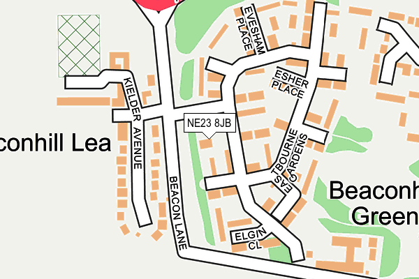 NE23 8JB map - OS OpenMap – Local (Ordnance Survey)