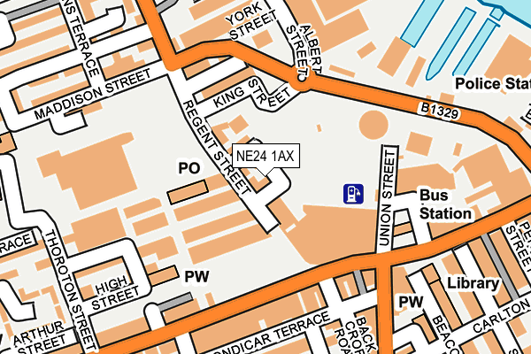 NE24 1AX map - OS OpenMap – Local (Ordnance Survey)