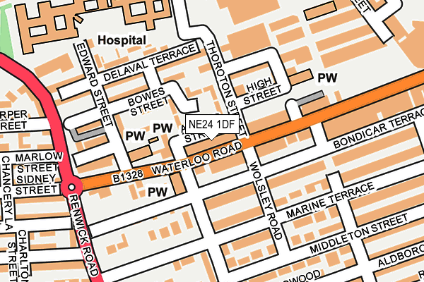 NE24 1DF map - OS OpenMap – Local (Ordnance Survey)