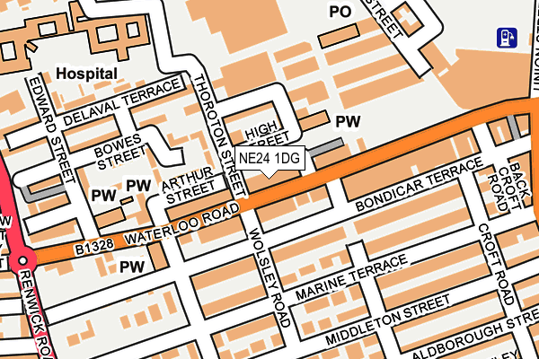 NE24 1DG map - OS OpenMap – Local (Ordnance Survey)