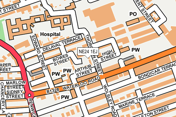 NE24 1EJ map - OS OpenMap – Local (Ordnance Survey)