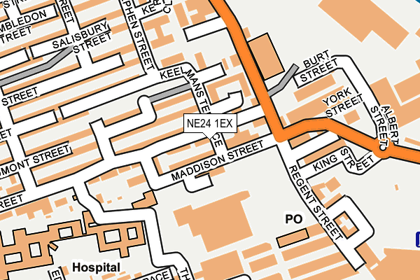 NE24 1EX map - OS OpenMap – Local (Ordnance Survey)