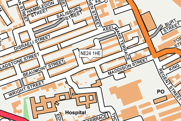 NE24 1HE map - OS OpenMap – Local (Ordnance Survey)