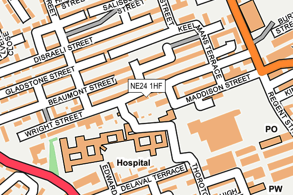 NE24 1HF map - OS OpenMap – Local (Ordnance Survey)