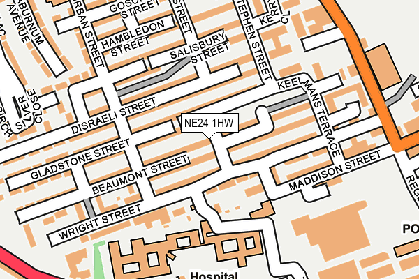 NE24 1HW map - OS OpenMap – Local (Ordnance Survey)