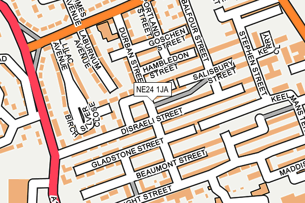 NE24 1JA map - OS OpenMap – Local (Ordnance Survey)