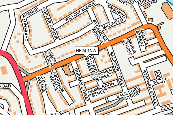 NE24 1NW map - OS OpenMap – Local (Ordnance Survey)