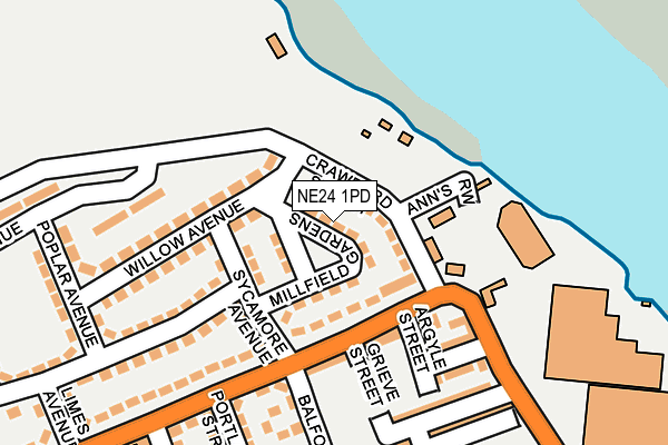 NE24 1PD map - OS OpenMap – Local (Ordnance Survey)