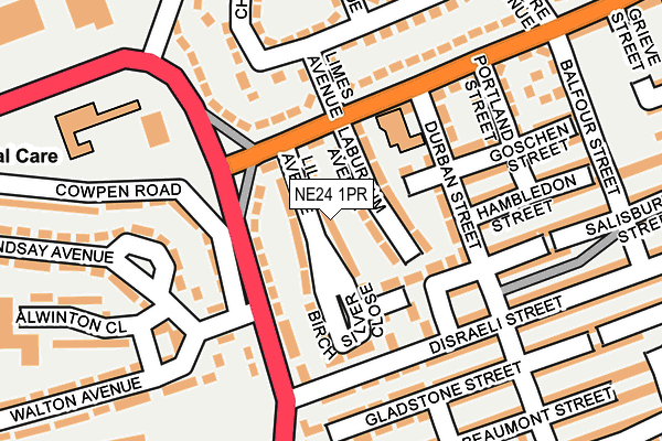 NE24 1PR map - OS OpenMap – Local (Ordnance Survey)