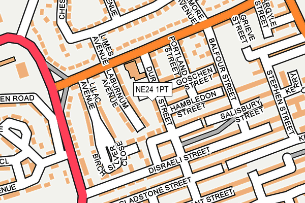 NE24 1PT map - OS OpenMap – Local (Ordnance Survey)