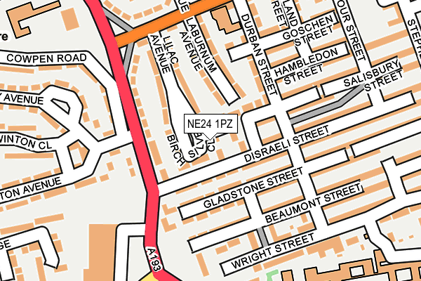NE24 1PZ map - OS OpenMap – Local (Ordnance Survey)