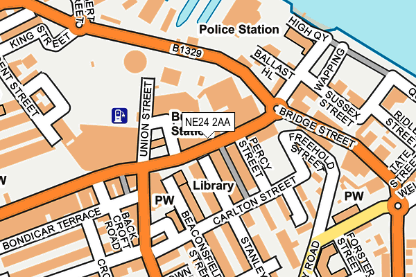 NE24 2AA map - OS OpenMap – Local (Ordnance Survey)