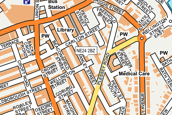 NE24 2BZ map - OS OpenMap – Local (Ordnance Survey)