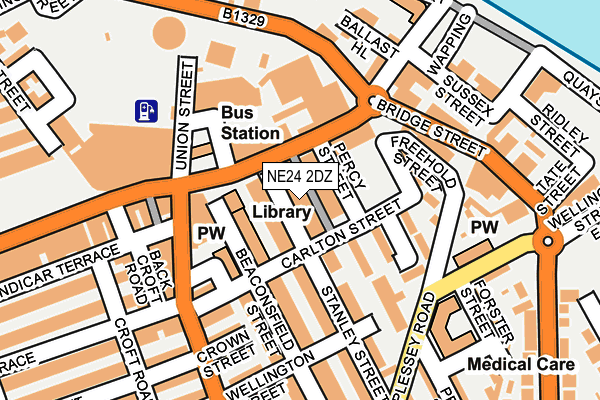 NE24 2DZ map - OS OpenMap – Local (Ordnance Survey)