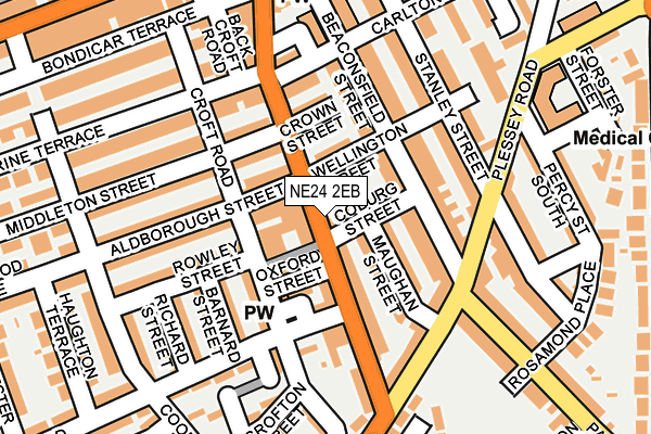 NE24 2EB map - OS OpenMap – Local (Ordnance Survey)