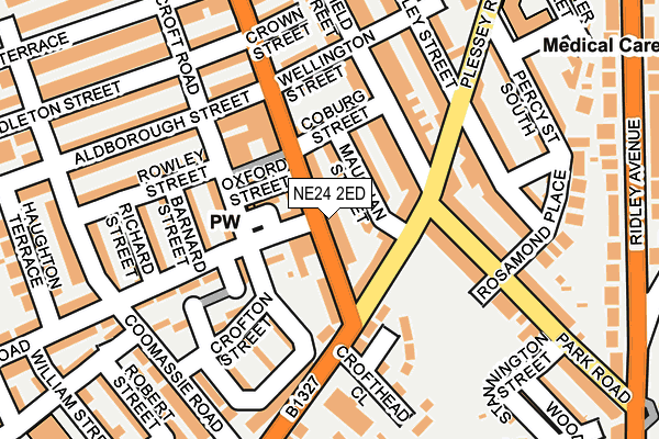 NE24 2ED map - OS OpenMap – Local (Ordnance Survey)