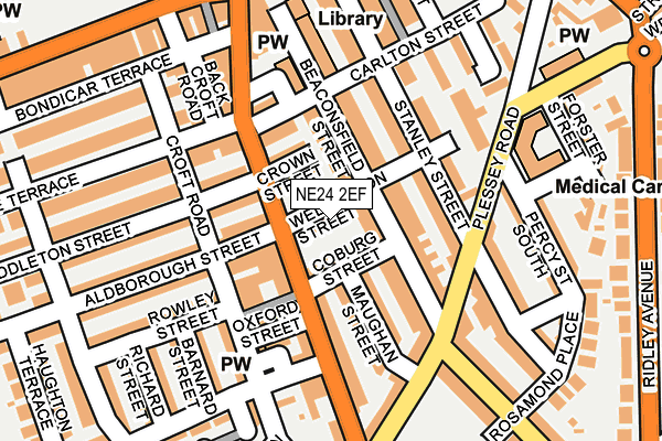 NE24 2EF map - OS OpenMap – Local (Ordnance Survey)
