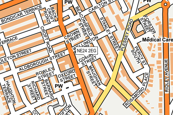 NE24 2EG map - OS OpenMap – Local (Ordnance Survey)