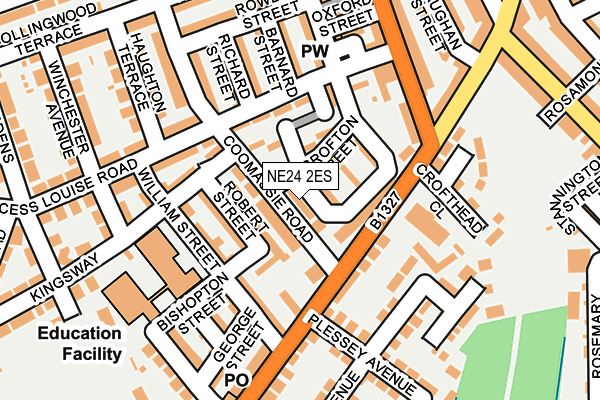 NE24 2ES map - OS OpenMap – Local (Ordnance Survey)