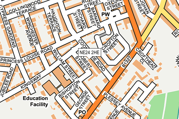 NE24 2HE map - OS OpenMap – Local (Ordnance Survey)
