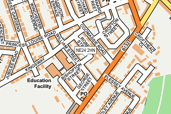 NE24 2HN map - OS OpenMap – Local (Ordnance Survey)