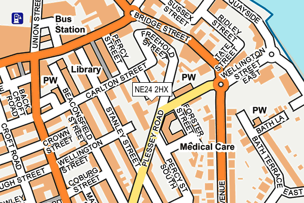 NE24 2HX map - OS OpenMap – Local (Ordnance Survey)
