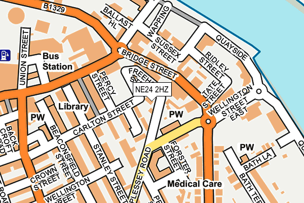 NE24 2HZ map - OS OpenMap – Local (Ordnance Survey)
