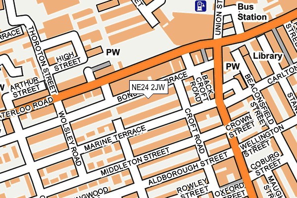 NE24 2JW map - OS OpenMap – Local (Ordnance Survey)