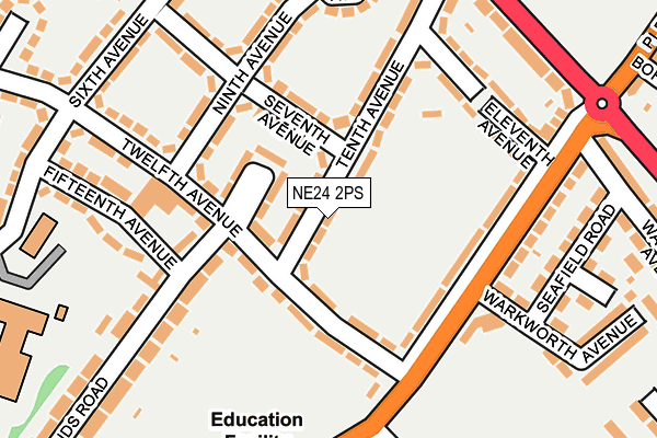 NE24 2PS map - OS OpenMap – Local (Ordnance Survey)