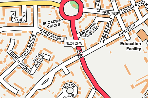 NE24 2PW map - OS OpenMap – Local (Ordnance Survey)
