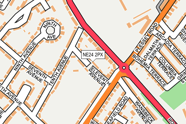 NE24 2PX map - OS OpenMap – Local (Ordnance Survey)