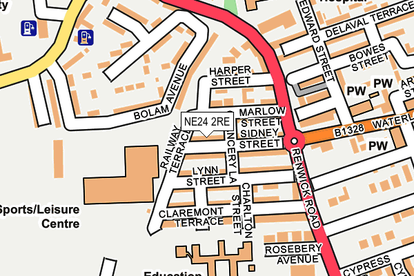 NE24 2RE map - OS OpenMap – Local (Ordnance Survey)
