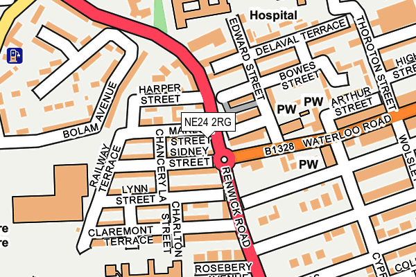 NE24 2RG map - OS OpenMap – Local (Ordnance Survey)